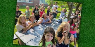 children holding garden cups