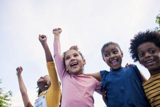 children cheering